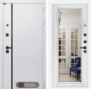 Входная дверь Роял с Зеркалом Фацет — Белый софт купить в Москве