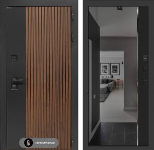 Входная дверь Айслаб с зеркалом Панорама с тонировкой — Черный кварц купить в Москве