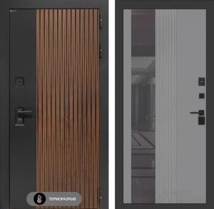 Входная дверь Айслаб с Зеркалом 32 тонированным — Серый рельеф софт купить в Москве