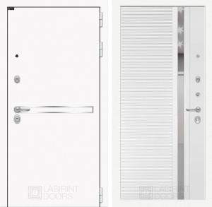 Входная дверь Лайн Вайт 31 — Белый софт, зеркальная вставка с тонировкой купить в Москве