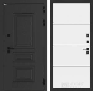 Входная дверь Аляска Лайт 25 — Белый софт, черный молдинг купить в Москве