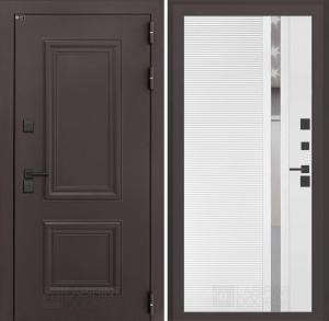 Входная дверь Полярис лайт 31 — Белый софт, зеркальная вставка с тонировкой купить в Москве