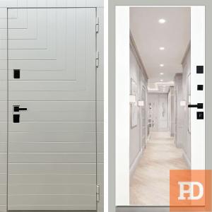 Входная дверь Квадро зеркало 2 белая купить в Москве