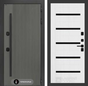 Входная дверь Термолаб 1 тепло 01 — Белое дерево, стекло черное купить в Москве