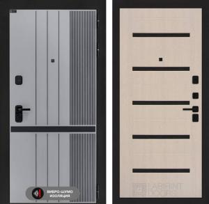 Входная дверь Скайлаб 01 — Беленый дуб, стекло черное купить в Москве