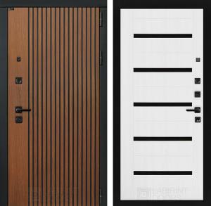 Входная дверь Шторм 01 — Белое дерево, стекло черное купить в Москве