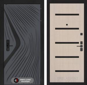 Входная дверь Леолаб 01 — Беленый дуб, стекло черное купить в Москве