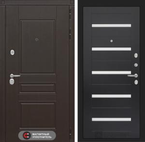 Входная дверь Мегаполис 01 — Венге, стекло белое купить в Москве