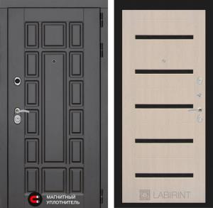 Входная дверь Нью-Йорк 01 — Беленый дуб, стекло черное купить в Москве