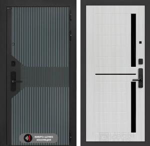 Входная дверь СмАртлаб 02 — Сандал белый, стекло черное купить в Москве