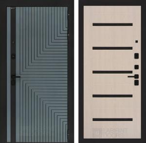 Входная дверь Кредор 01 — Беленый дуб, стекло черное купить в Москве