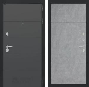 Входная дверь Арт 25 — Бетон светлый, черный молдинг купить в Москве