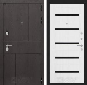 Входная дверь Урбан 01 — Белое дерево, стекло черное купить в Москве