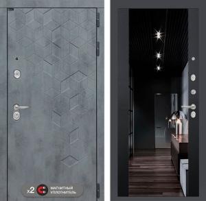 Входная дверь Бетон с тонированным зеркалом Максимум — Черный кварц купить в Москве