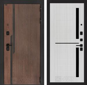 Входная дверь Кармина 02 — Сандал белый, стекло черное купить в Москве