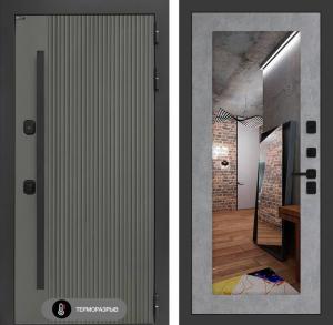 Входная дверь Термолаб 1 тепло с зеркалом 18 — Бетон светлый купить в Москве