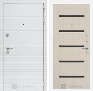 Входная дверь Трендо 01 — Беленый дуб, стекло черное купить в Москве