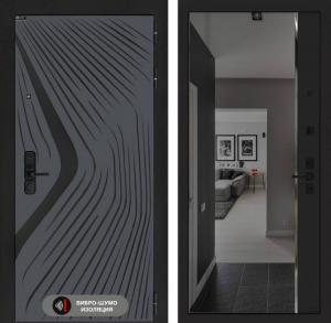 Входная дверь Леолаб с зеркалом Панорама с тонировкой — Черный кварц купить в Москве