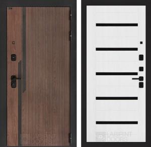 Входная дверь Кармина 01 — Белое дерево, стекло черное купить в Москве