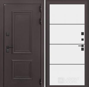 Входная дверь Полярис лайт 25 — Белый софт, черный молдинг купить в Москве