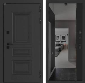 Входная дверь Аляска Лайт с зеркалом Панорама с тонировкой — Черный кварц купить в Москве