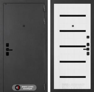 Входная дверь Соналаб 01 — Белое дерево, стекло черное купить в Москве