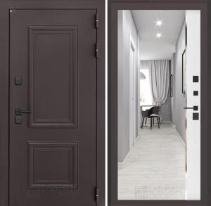 Входная дверь Полярис лайт с зеркалом Панорама — Белый софт купить в Москве