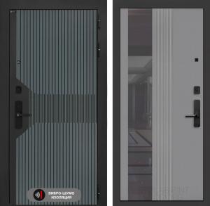 Входная дверь СмАртлаб с Зеркалом 32 тонированным — Серый рельеф софт купить в Москве
