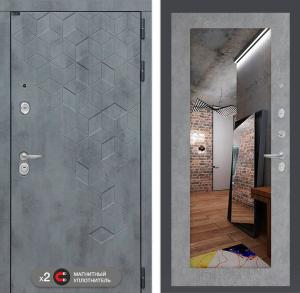 Входная дверь Бетон с зеркалом 18 — Бетон светлый купить в Москве