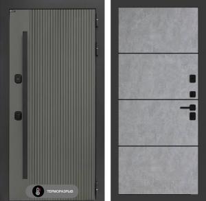 Входная дверь Термолаб 1 тепло 25 — Бетон светлый, черный молдинг купить в Москве