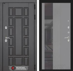 Входная дверь Нью-Йорк с Зеркалом 32 тонированным — Серый рельеф софт купить в Москве