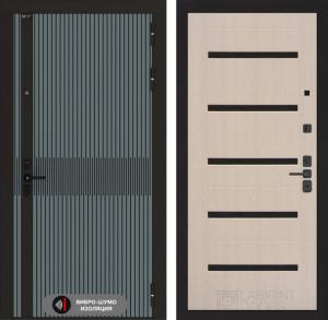 Входная дверь Иссида 01 — Беленый дуб, стекло черное купить в Москве