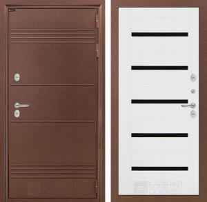 Входная дверь Термо Лайт 01 — Белое дерево, стекло черное купить в Москве