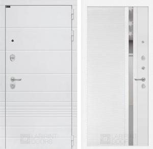 Входная дверь Трендо 31 — Белый софт, зеркальная вставка с тонировкой купить в Москве