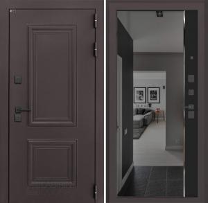 Входная дверь Полярис лайт с тонированным зеркалом Панорама — Черный кварц купить в Москве