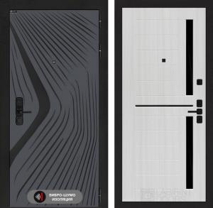 Входная дверь Леолаб 02 — Сандал белый, стекло черное купить в Москве