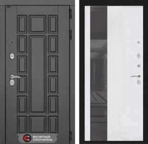 Входная дверь Нью-Йорк с Зеркалом 32 тонированным — Белый рельеф софт купить в Москве