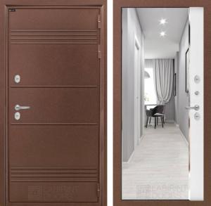 Входная дверь Термо Лайт с зеркалом Панорама — Белый софт купить в Москве