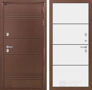 Входная дверь Термо Лайт 25 — Белый софт, черный молдинг купить в Москве