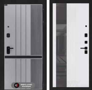 Входная дверь Скайлаб с Зеркалом 32 тонированным — Белый рельеф софт купить в Москве