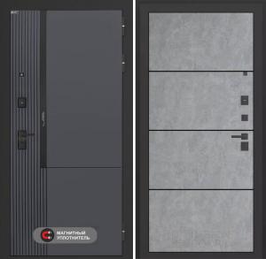 Входная дверь Лаб 2 Про 25 — Бетон светлый, черный молдинг купить в Москве