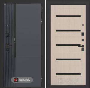 Входная дверь Лаб 2 Про 01 — Беленый дуб, стекло черное купить в Москве