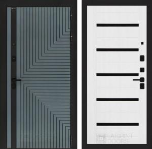 Входная дверь Кредор 01 — Белое дерево, стекло черное купить в Москве