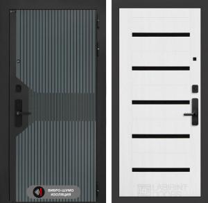 Входная дверь СмАртлаб 01 — Белое дерево, стекло черное купить в Москве