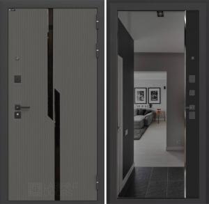 Входная дверь Карбон с зеркалом Панорама с тонировкой — Черный кварц купить в Москве