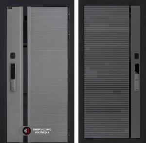 Входная дверь Пиано Смарт 2.0 панель 22 — Графит софт, черная вставка купить в Москве