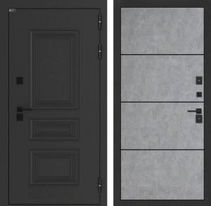 Входная дверь Аляска Лайт 25 — Бетон светлый, черный молдинг купить в Москве