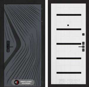 Входная дверь Леолаб 01 — Белое дерево, стекло черное купить в Москве