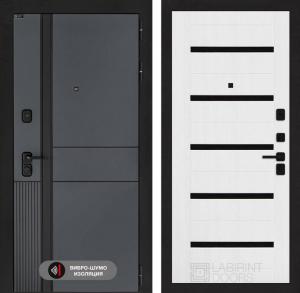 Входная дверь Эволаб 01 — Белое дерево, стекло черное купить в Москве