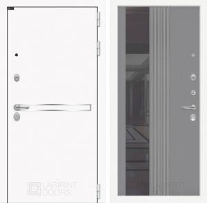 Входная дверь Лайн Вайт с Зеркалом 32 тонированным — Серый рельеф софт купить в Москве